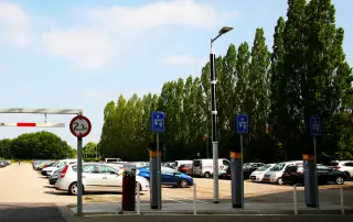 Solar parking lot light for payment machines